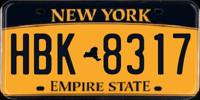 NY license plate HBK8317