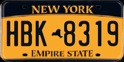 NY license plate HBK8319