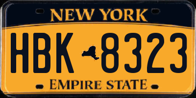 NY license plate HBK8323