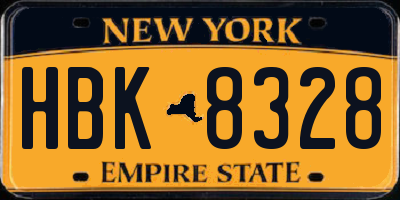 NY license plate HBK8328