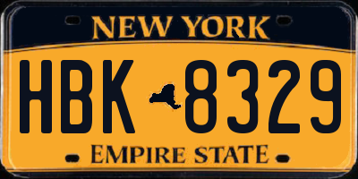 NY license plate HBK8329