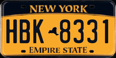 NY license plate HBK8331