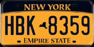 NY license plate HBK8359