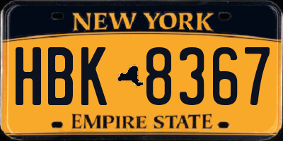 NY license plate HBK8367