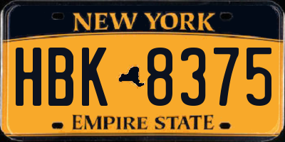 NY license plate HBK8375