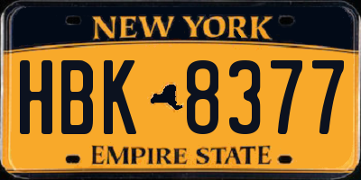 NY license plate HBK8377