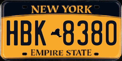 NY license plate HBK8380