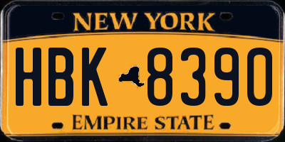 NY license plate HBK8390