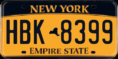NY license plate HBK8399
