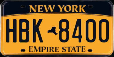 NY license plate HBK8400