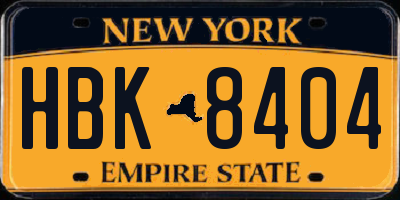 NY license plate HBK8404