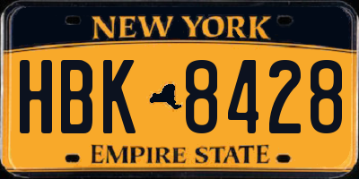 NY license plate HBK8428