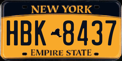 NY license plate HBK8437