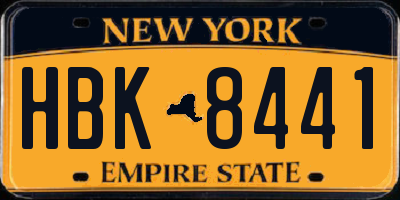 NY license plate HBK8441