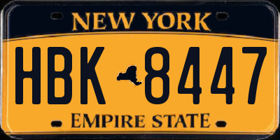 NY license plate HBK8447