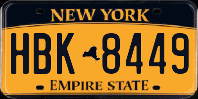 NY license plate HBK8449