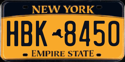 NY license plate HBK8450