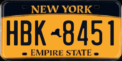 NY license plate HBK8451