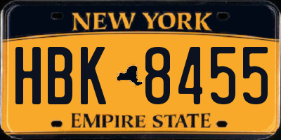 NY license plate HBK8455