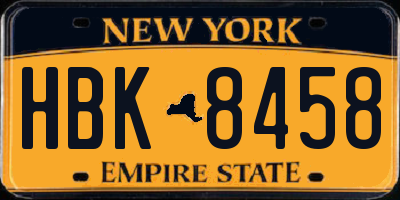 NY license plate HBK8458