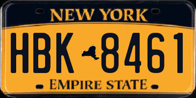 NY license plate HBK8461
