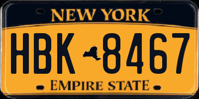 NY license plate HBK8467