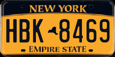 NY license plate HBK8469
