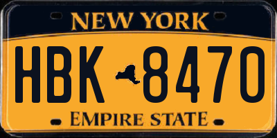 NY license plate HBK8470