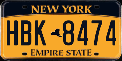 NY license plate HBK8474