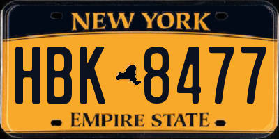 NY license plate HBK8477