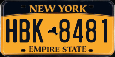 NY license plate HBK8481