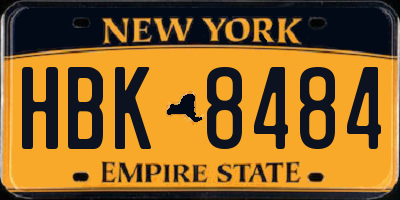 NY license plate HBK8484