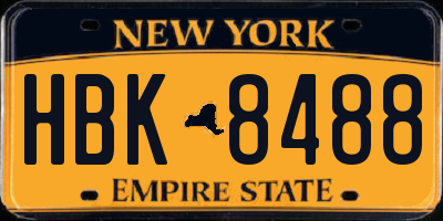 NY license plate HBK8488
