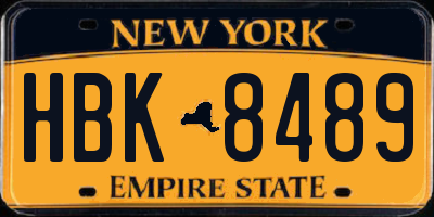 NY license plate HBK8489