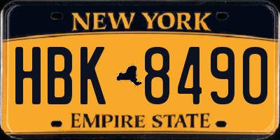 NY license plate HBK8490