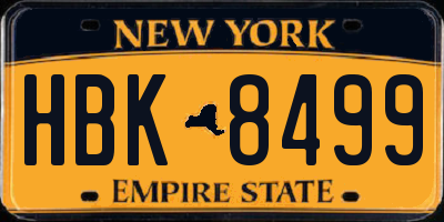 NY license plate HBK8499