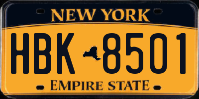 NY license plate HBK8501