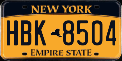 NY license plate HBK8504