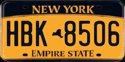NY license plate HBK8506