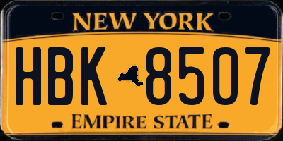 NY license plate HBK8507