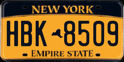 NY license plate HBK8509