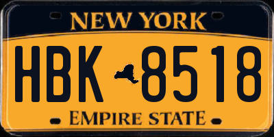 NY license plate HBK8518