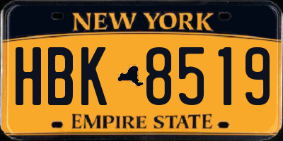 NY license plate HBK8519