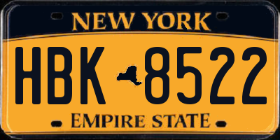 NY license plate HBK8522