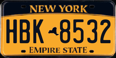 NY license plate HBK8532
