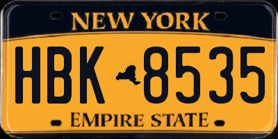 NY license plate HBK8535