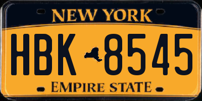 NY license plate HBK8545