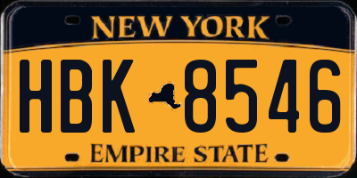 NY license plate HBK8546
