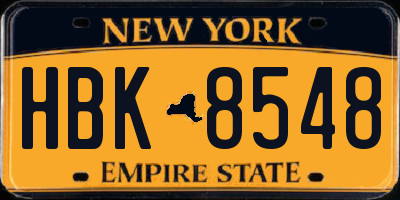 NY license plate HBK8548