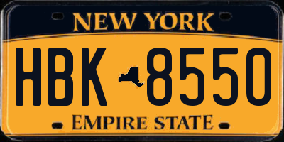 NY license plate HBK8550